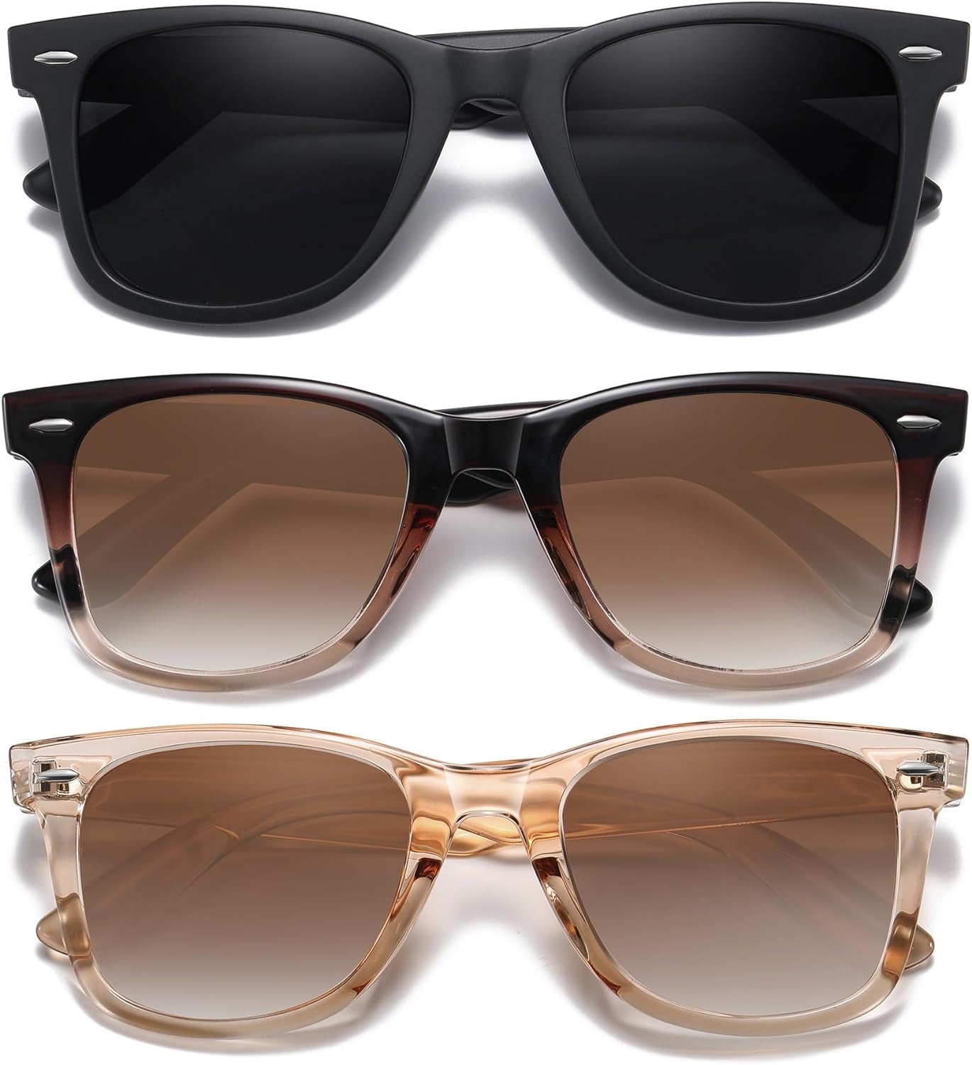 Retro Polarized Sunglasses for Women Men Classic Mirror Lens Driving Trendy Sun Glasses UV Protection (3 Pack)