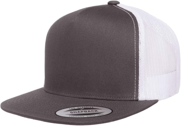 Yupoong 5-Panel YP Classic Trucker Cap | High Profile Flat Visor Snapback | OSFM | Bulk Packs Available