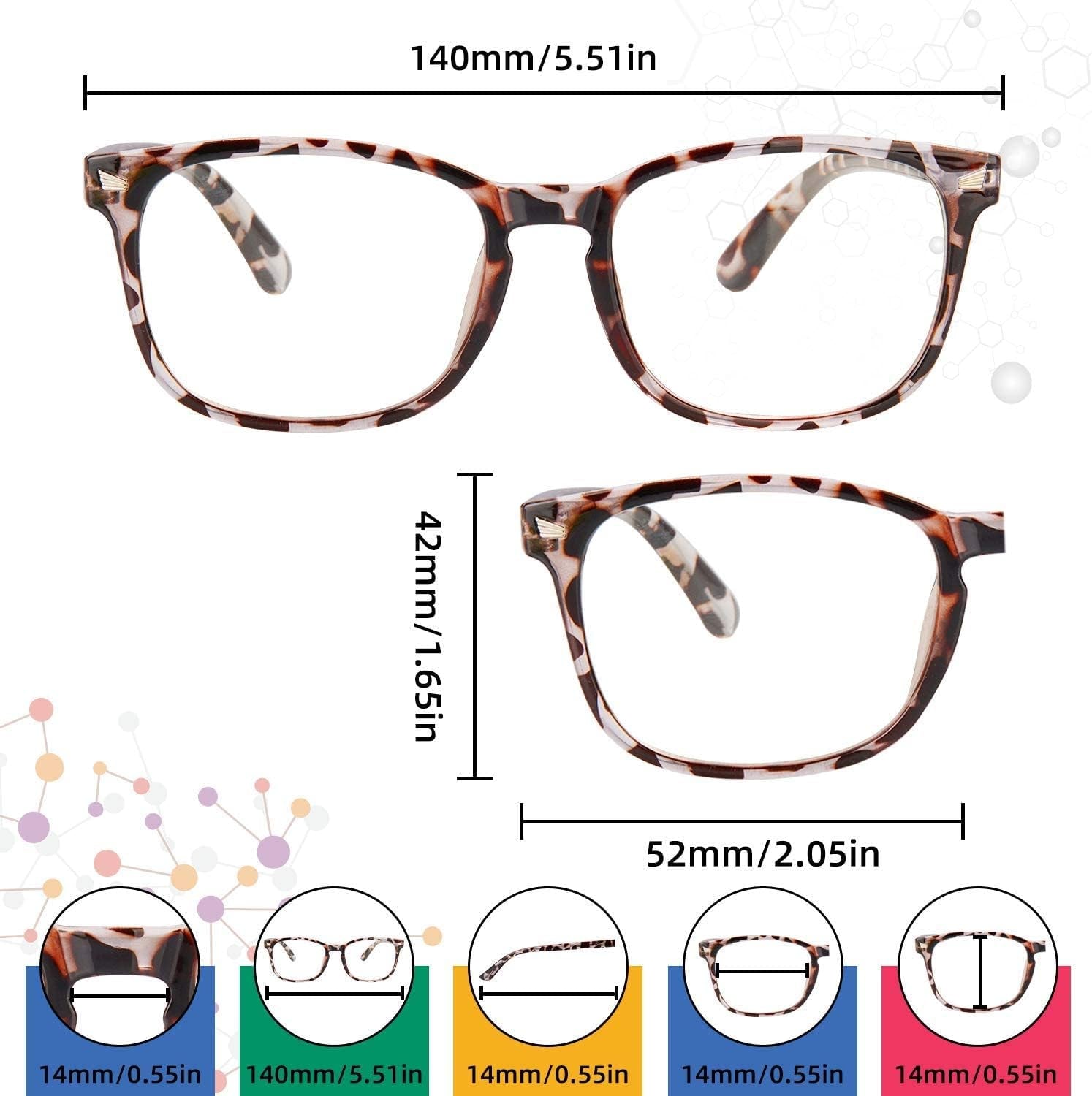 Blue Light Blocking Glasses, Computer Reading/Gaming/TV/Phones Glasses for Men Women,Anti Eyestrain UV Glare (5 Pair)