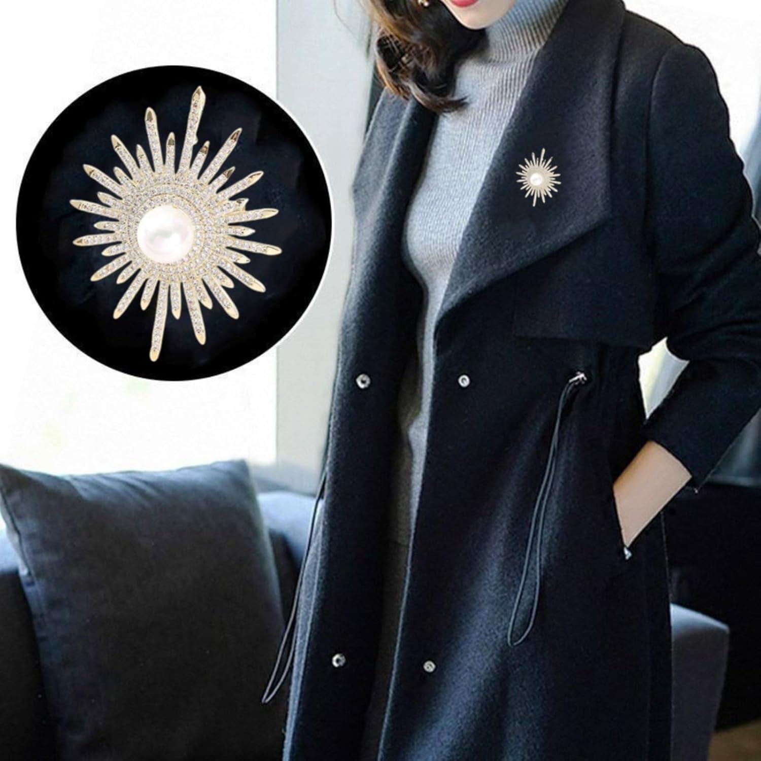 Sunflower Brooch Pins Sunflower Pearl Brooch Pins for Women Sunflower Rhinestone Brooch Pins Flower Brooch Pins Pearl Pins for Clothes Lapel Badge Brooch Pins for Lanyards Backpacks Clothes Hats Jackets