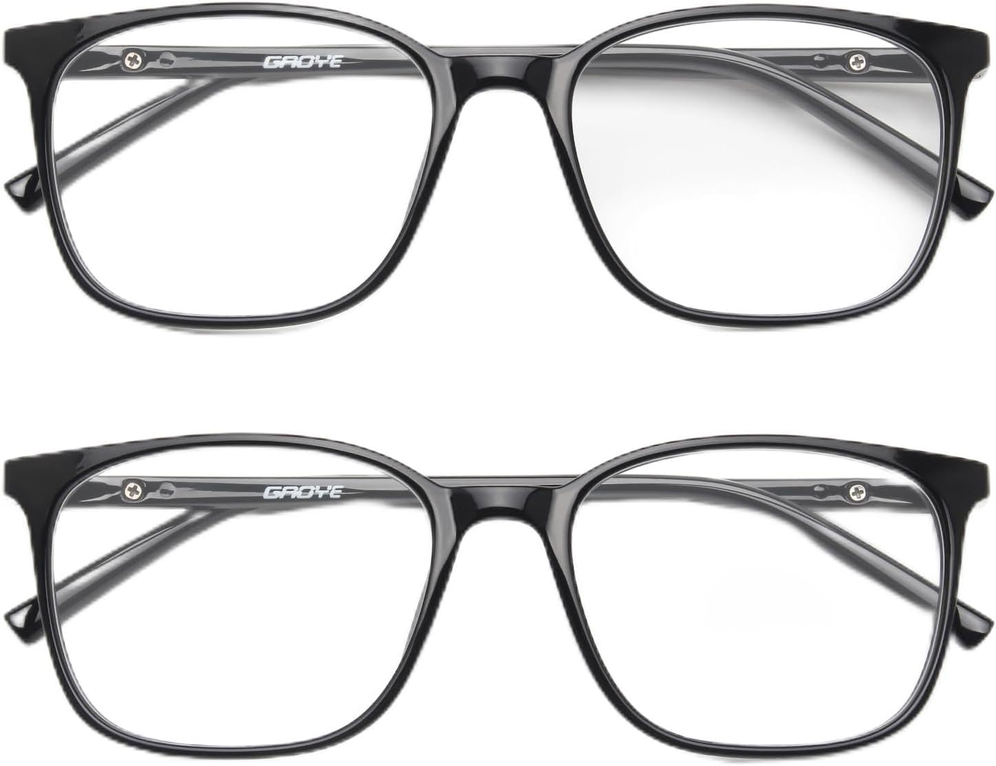 2 Pack Blue Light Blocking Glasses Women/Men, Computer Gaming Fake Eyeglasses Anti UV Ray-Spring Hinge