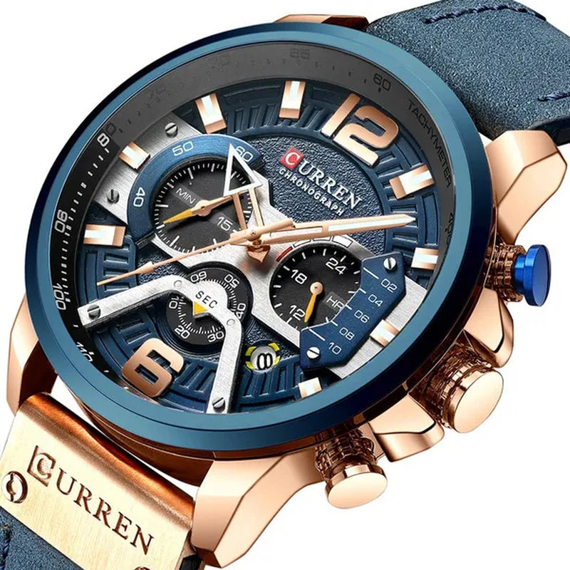 TOP SALE CURREN 8329 Mens Watches with Multi-function Quartz Chronograph Calendar Watch