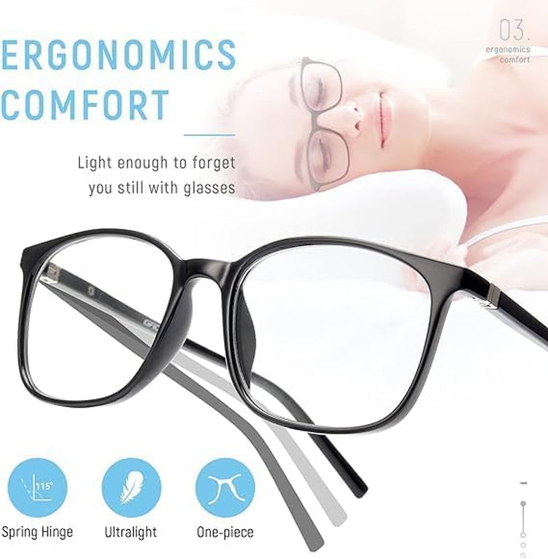 2 Pack Blue Light Blocking Glasses Women/Men, Computer Gaming Fake Eyeglasses Anti UV Ray-Spring Hinge
