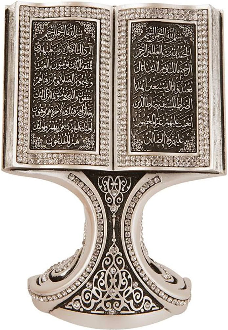 Quran Open Book with Ayatul Kursi and Nazar DUA - Muslim Home Decor Showpiece Ornament Gift 6.25 X 4.5In