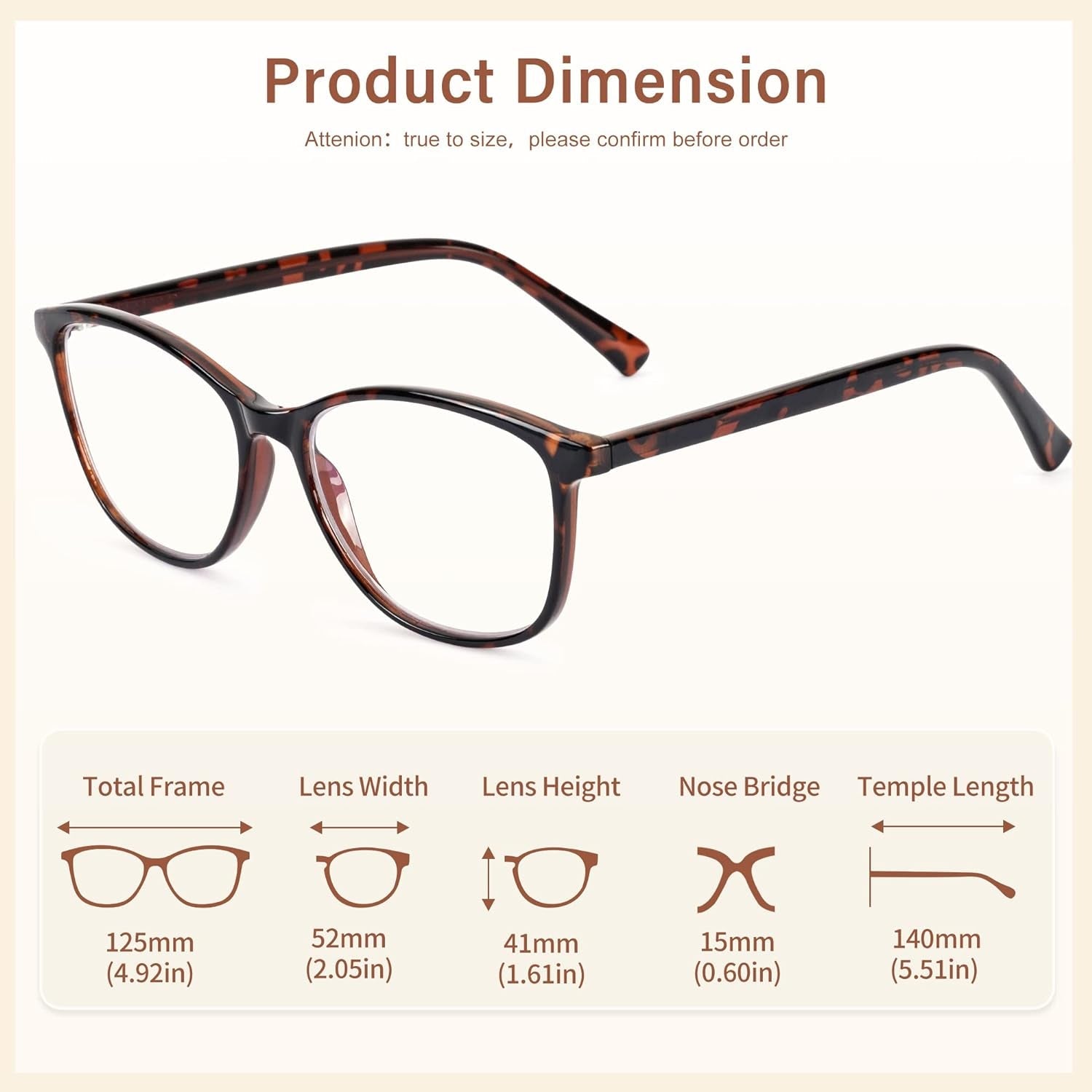 Blue Light Blocking Glasses Anti Eyestrain UV Glare Blue Light Glasses for Women TV Phone Computer Gaming Eyeglasses (Demi)