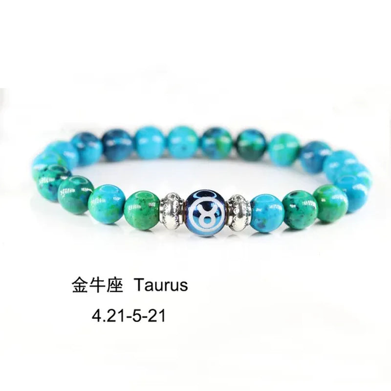 8MM 12 Constellation Phoenix Naturel Stone Beads Bracelet