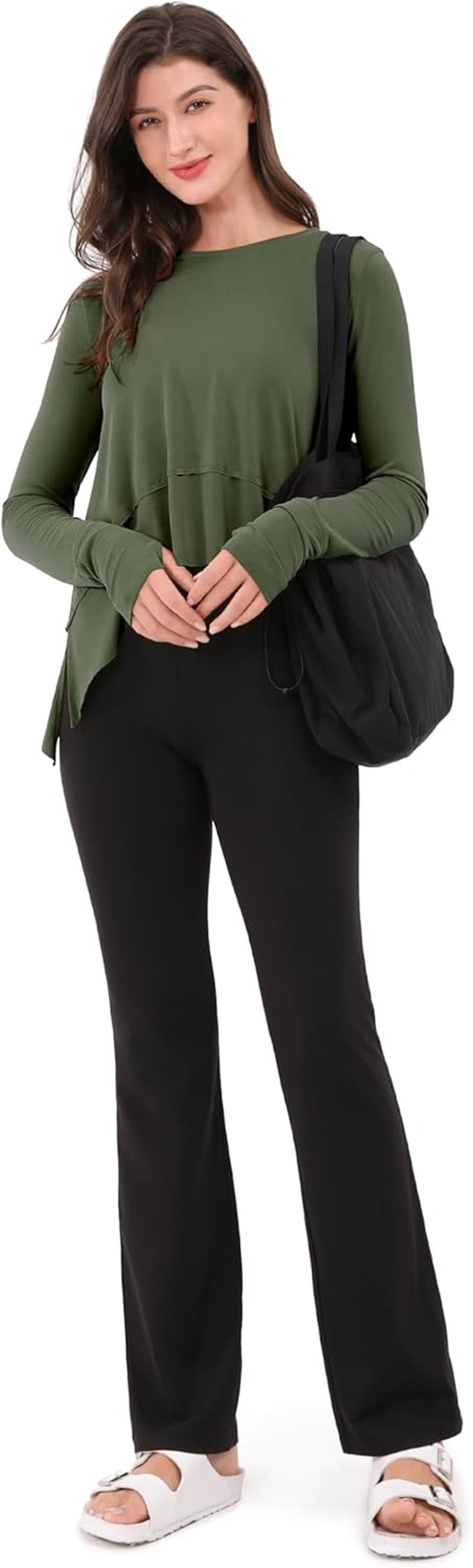 Long Sleeve Tee for Women with Thumb Hole Athletic Gym Workout Crop Tops Yoga Shirts