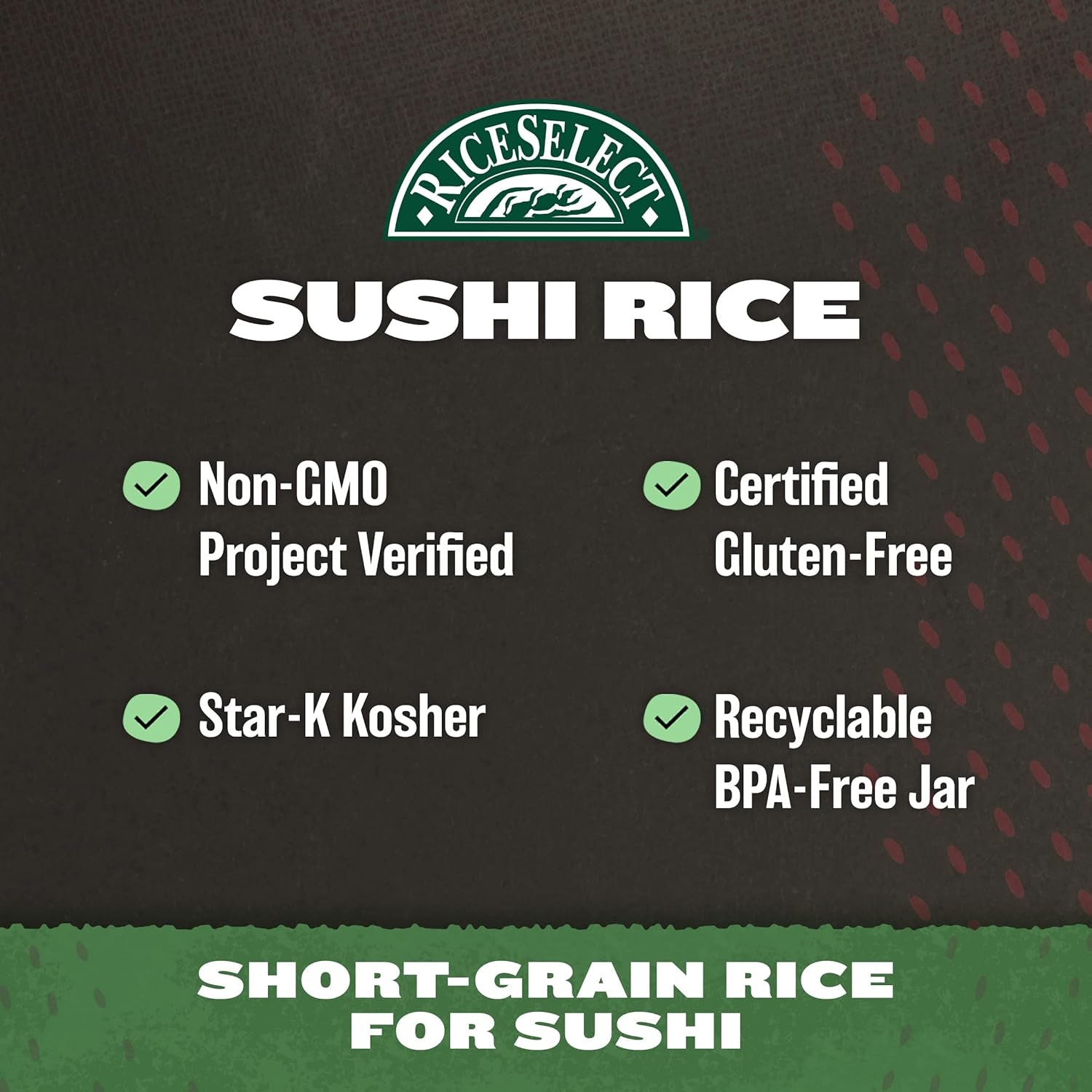 Sushi Rice for Sushi and Japanese Food, Premium Gluten-Free Short-Grain Rice, Non-Gmo, 32-Ounce Jar