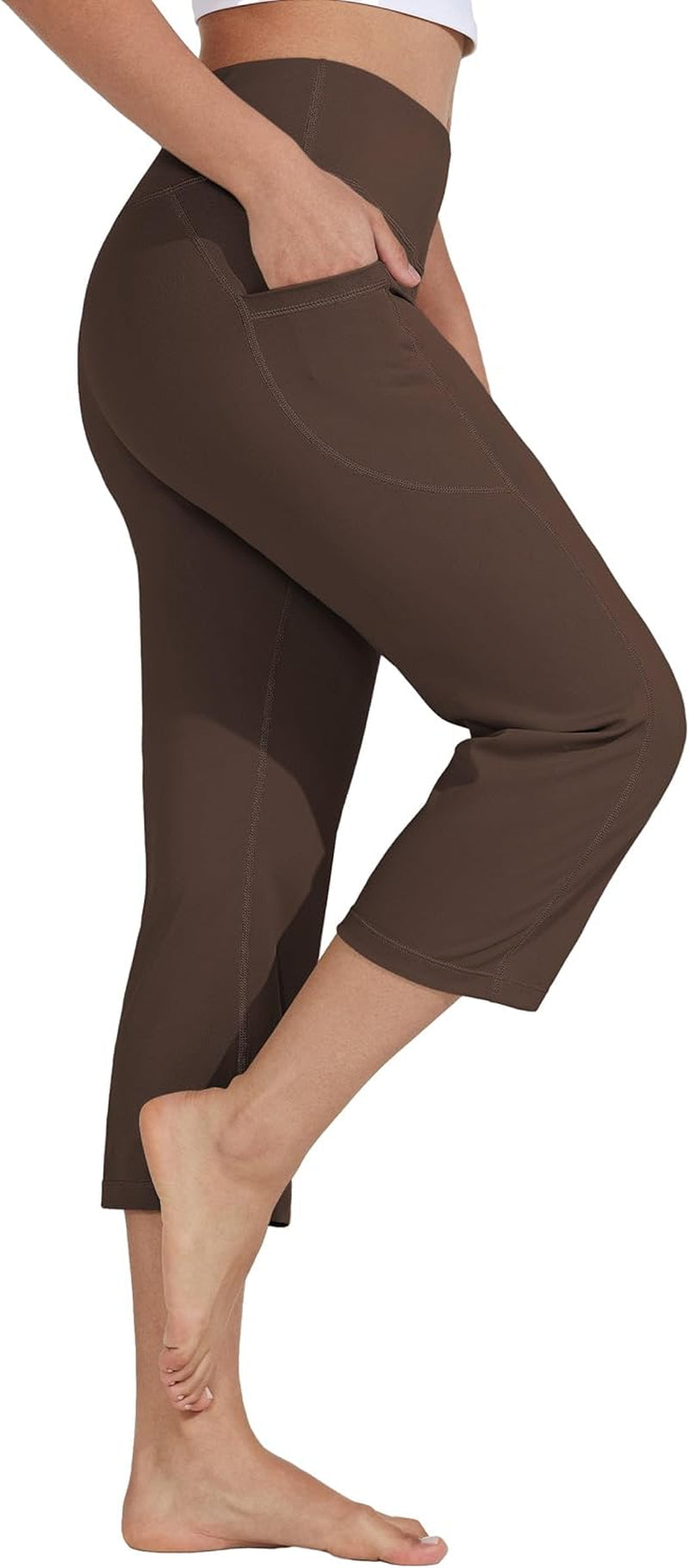 Women'S Yoga Capris Pants High Waist Leggings Crop Athletic Exercise Workout Capris Straight Leg 21"