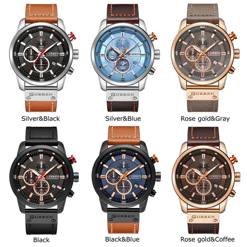 Men's CURREN 8291 Analog Digital Army Military Watches Leather Sports Watch Quartz Wristwatch