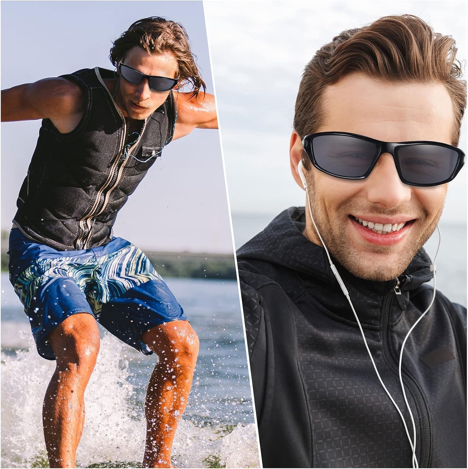 4 Pairs Men Polarized Sunglasses with UV Protection Driving Glasses Sports for Sport Outdoor Activities