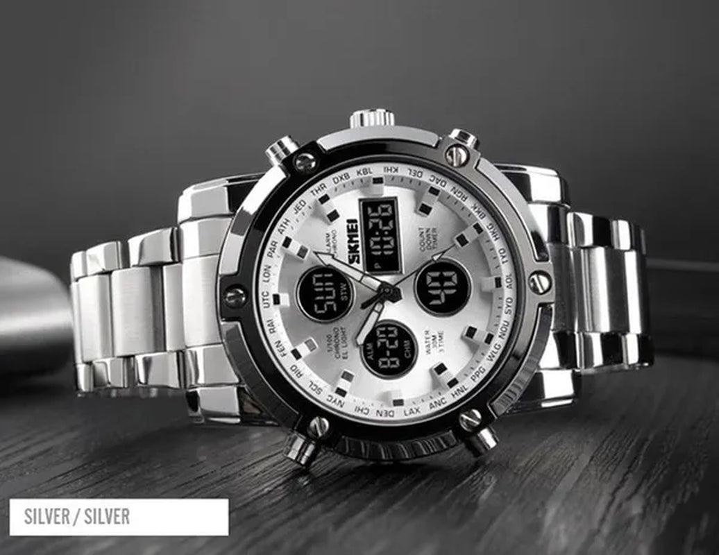 Mens SKMEI Watches Top Luxury Brand Sport Countdown Stainless Steel Strap Wrist watch