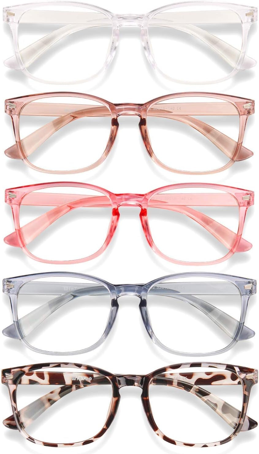 Blue Light Blocking Glasses, Computer Reading/Gaming/TV/Phones Glasses for Men Women,Anti Eyestrain UV Glare (5 Pair)