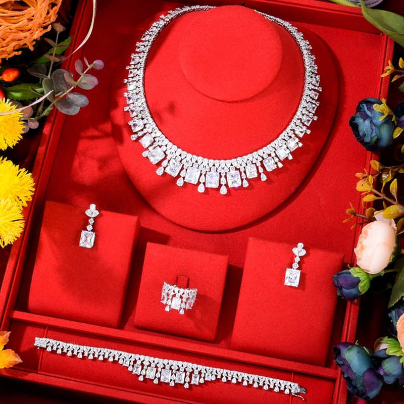 Luxury Princess 2PCS Tassels Statement Jewelry Set for Women Wedding Party