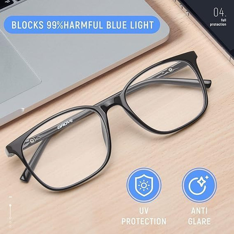 2 Pack Blue Light Blocking Glasses Women/Men, Computer Gaming Fake Eyeglasses Anti UV Ray-Spring Hinge
