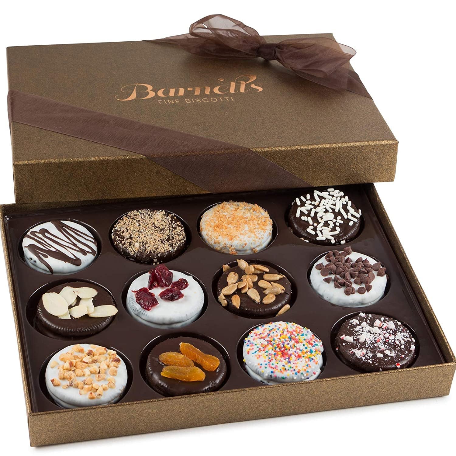 12 Chocolate Valentines Cookies Gift Basket, Gourmet Covered Candy Gift Box for Food Delivery, Cookie Gift Ideas for Galentines Friends Co-Workers