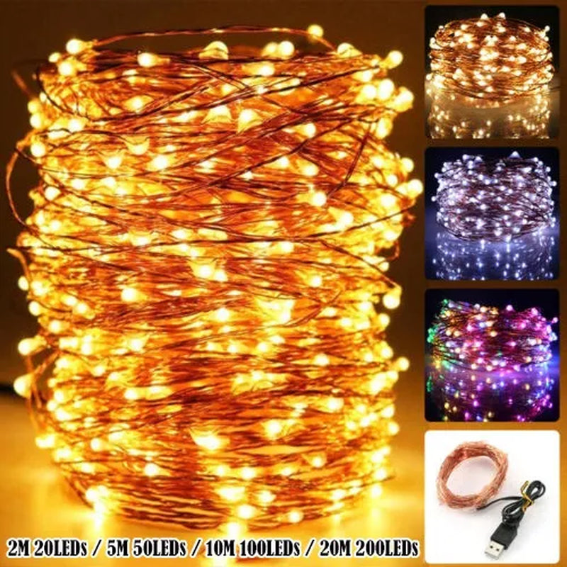 2/5/10/20M Christmas USB LED String Lightt Garland Outdoor Indoor Home Christmas Decoration Fairy Light Led Strip