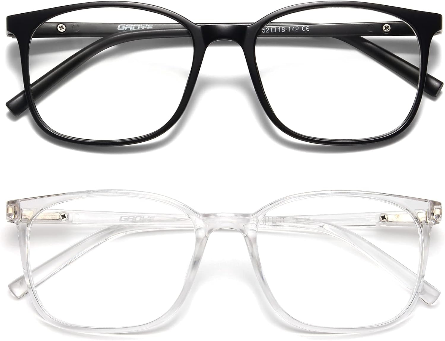 2 Pack Blue Light Blocking Glasses Women/Men, Computer Gaming Fake Eyeglasses Anti UV Ray-Spring Hinge