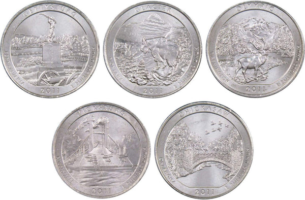 2011 P National Park Quarter 5 Coin Set Uncirculated Mint State 25C Collectible Master Coins