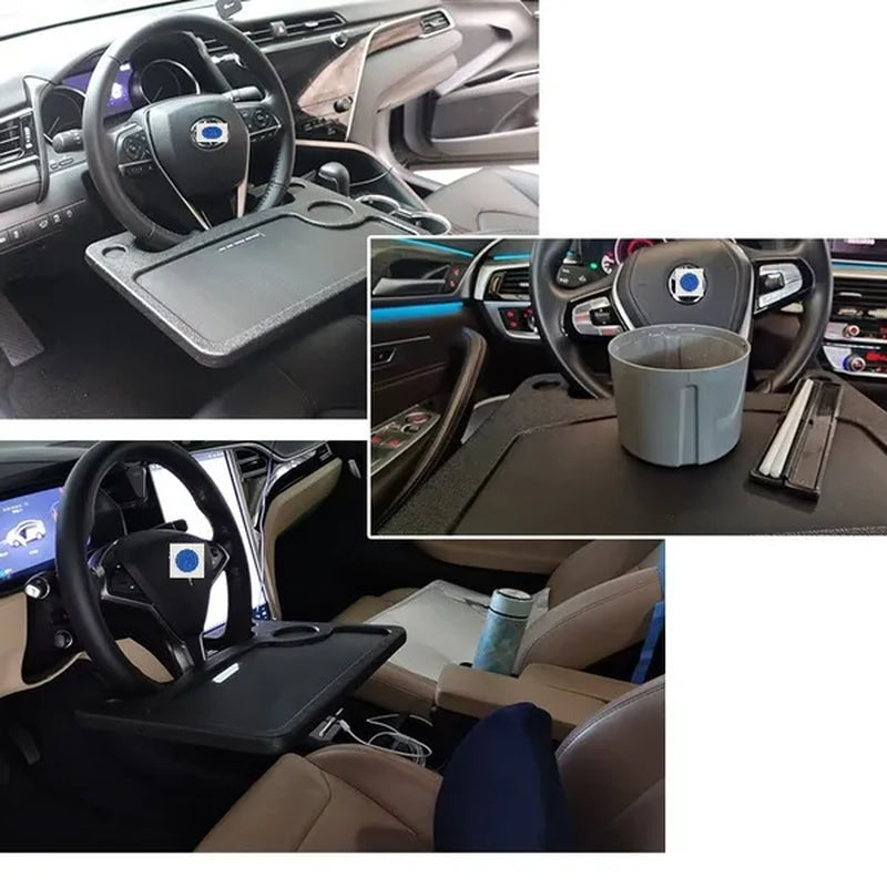 2021 Upgrade Version  Car Tray Computer Desk Automobile Supplies Steering Wheel Large Calorie Table Beverage Rack Writing Desk Drink Food Cup Tray Holder Stand Desk