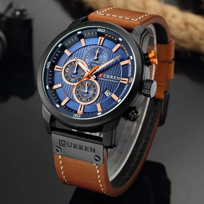 Men's CURREN 8291 Analog Digital Army Military Watches Leather Sports Watch Quartz Wristwatch