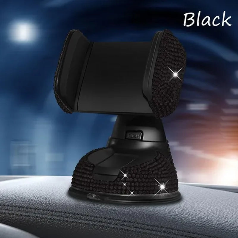 Car Phone Holder with Bling Crystal,Automotive Dashboard+Air Vent Cellphone Mount with Adjustable Clip