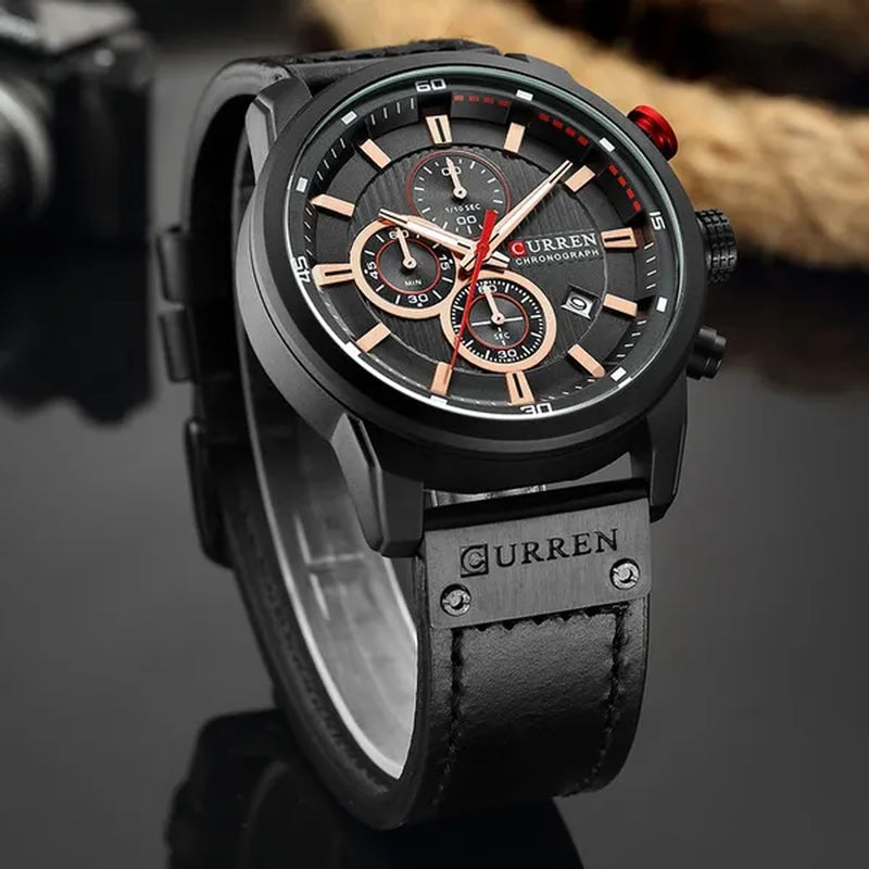 Men's CURREN 8291 Analog Digital Army Military Watches Leather Sports Watch Quartz Wristwatch