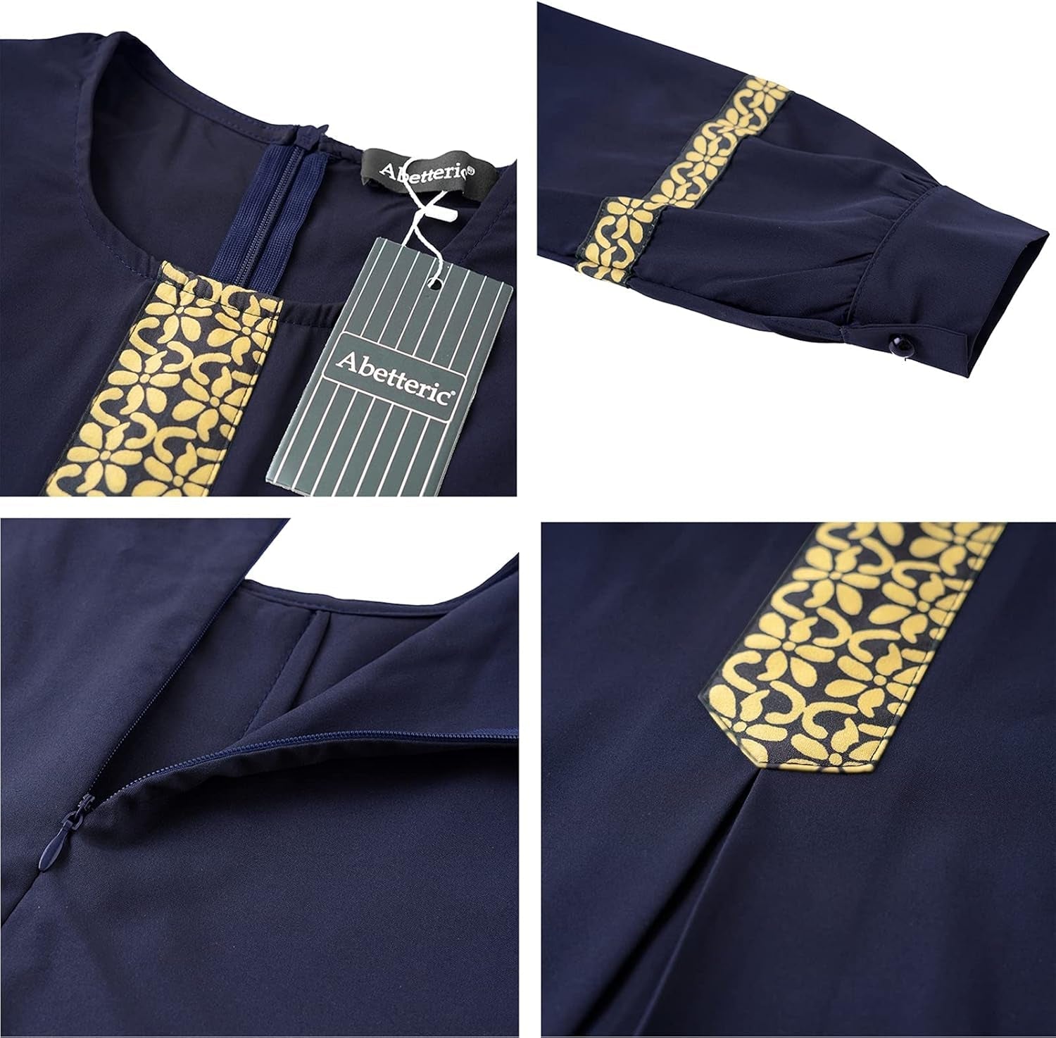 Womens Long Sleeve Ethnic Style Zipper Muslim Dresses Abaya with Hijabs