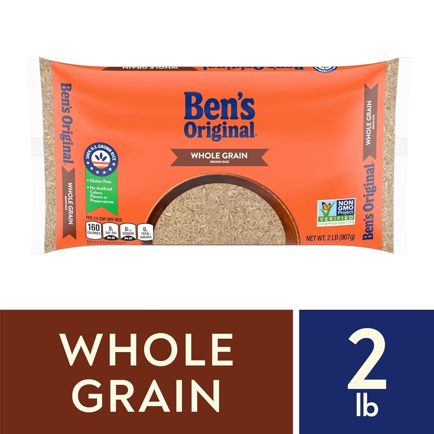 Whole Grain Brown Rice, 2 Lb Bag