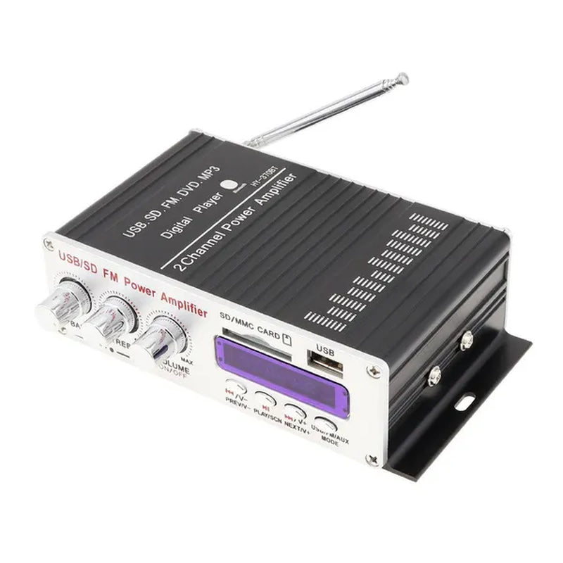 370BT Remote Control Bluetooth 2CH HI-FI High Power Car Audio Amplifier FM Radio Player Support SD / USB / DVD / MP3 for Car Motorcycle Home