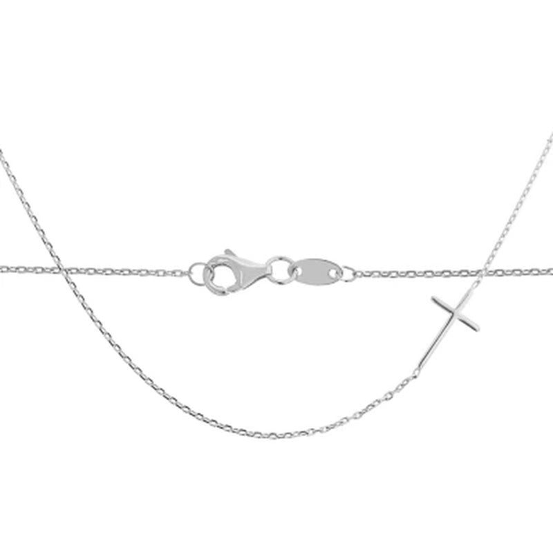 14K Gold 18" Sideways Cross Necklace
