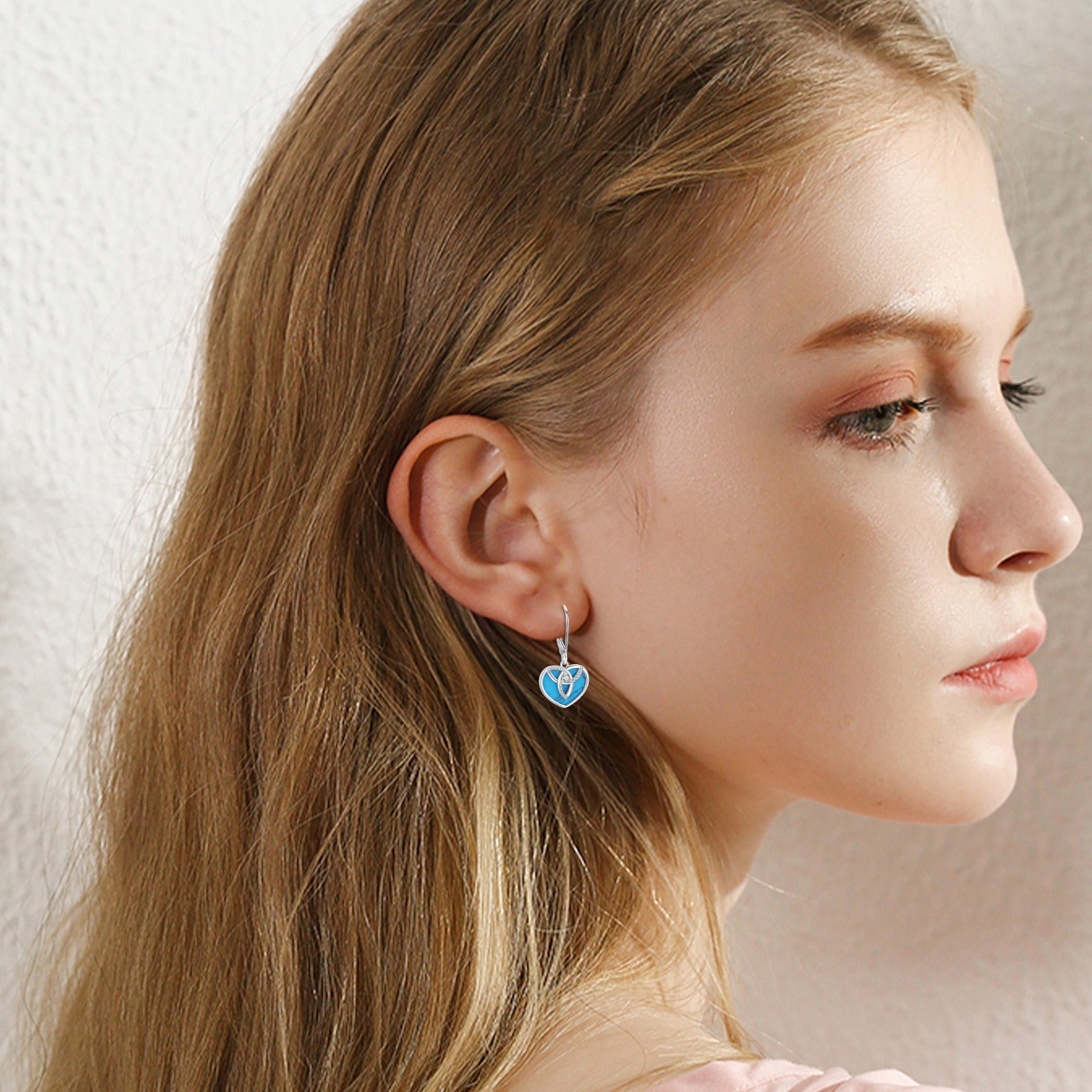 Celtic Drop Earrings 925 Sterling Silver Turquoise Leverback Earrings Celtic Kno