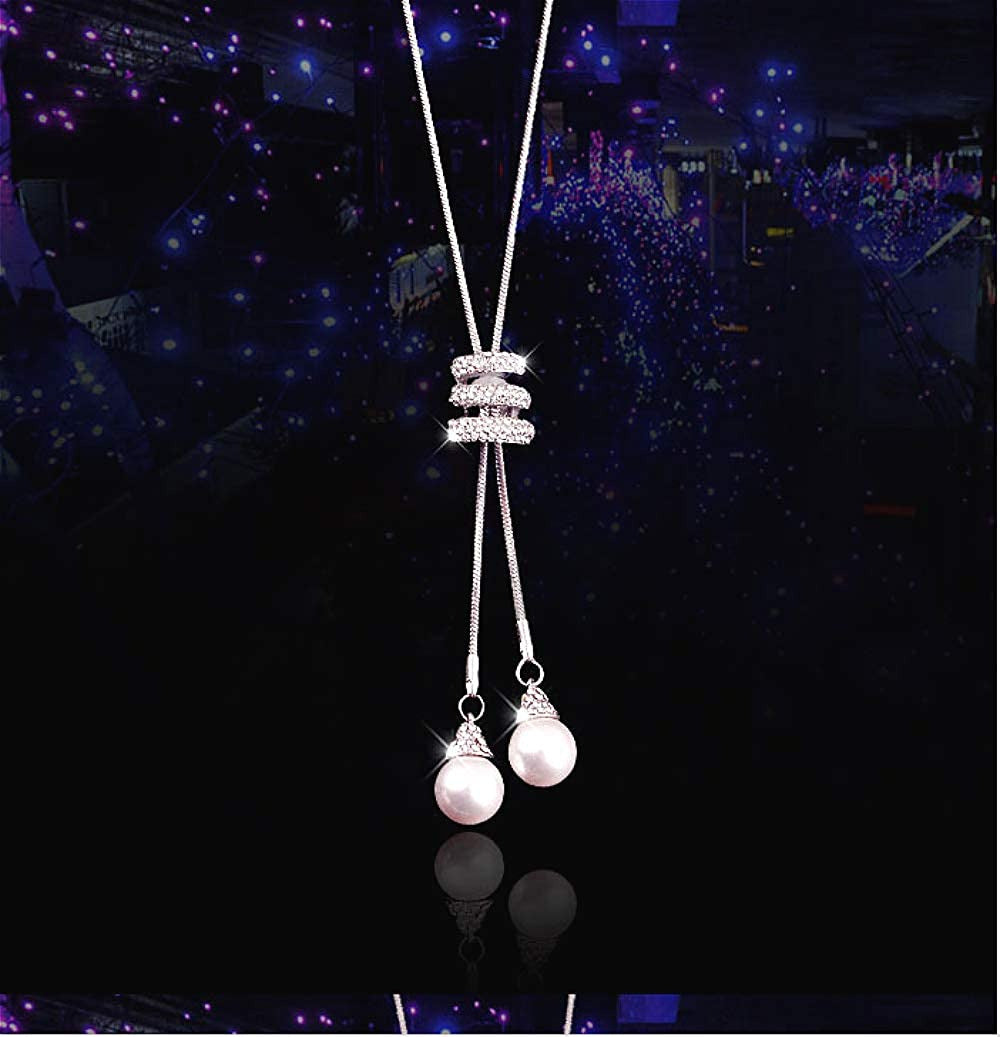 Spiral Pearl Pendant Long Necklace for Women Sweater Chain Statement Necklace Ch
