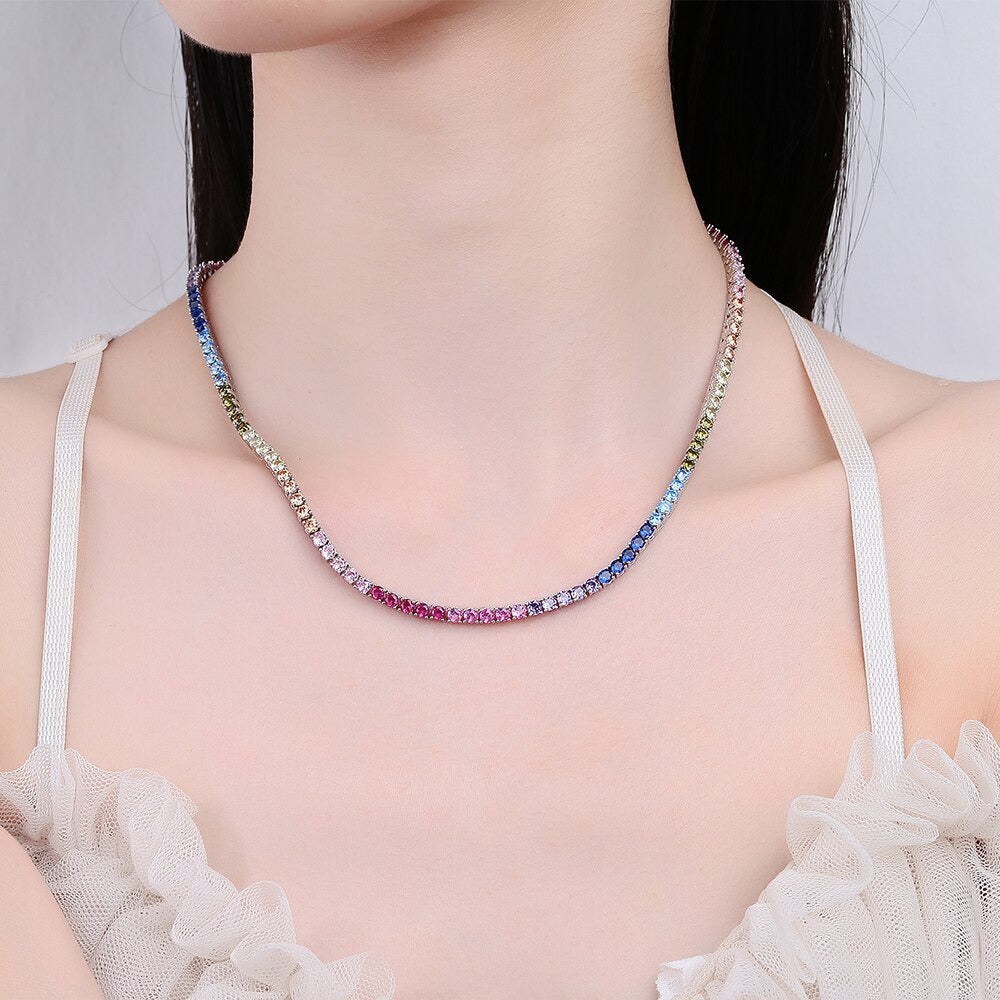 16-24 Inch 100% Guarante Real 925 Sterling Silver Tennis Chain Necklace Setting