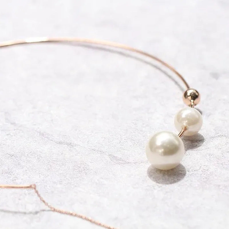 1Pcs Pearl Choker Necklace Elegant Big White Imitation Pearl Choker Necklace Cla
