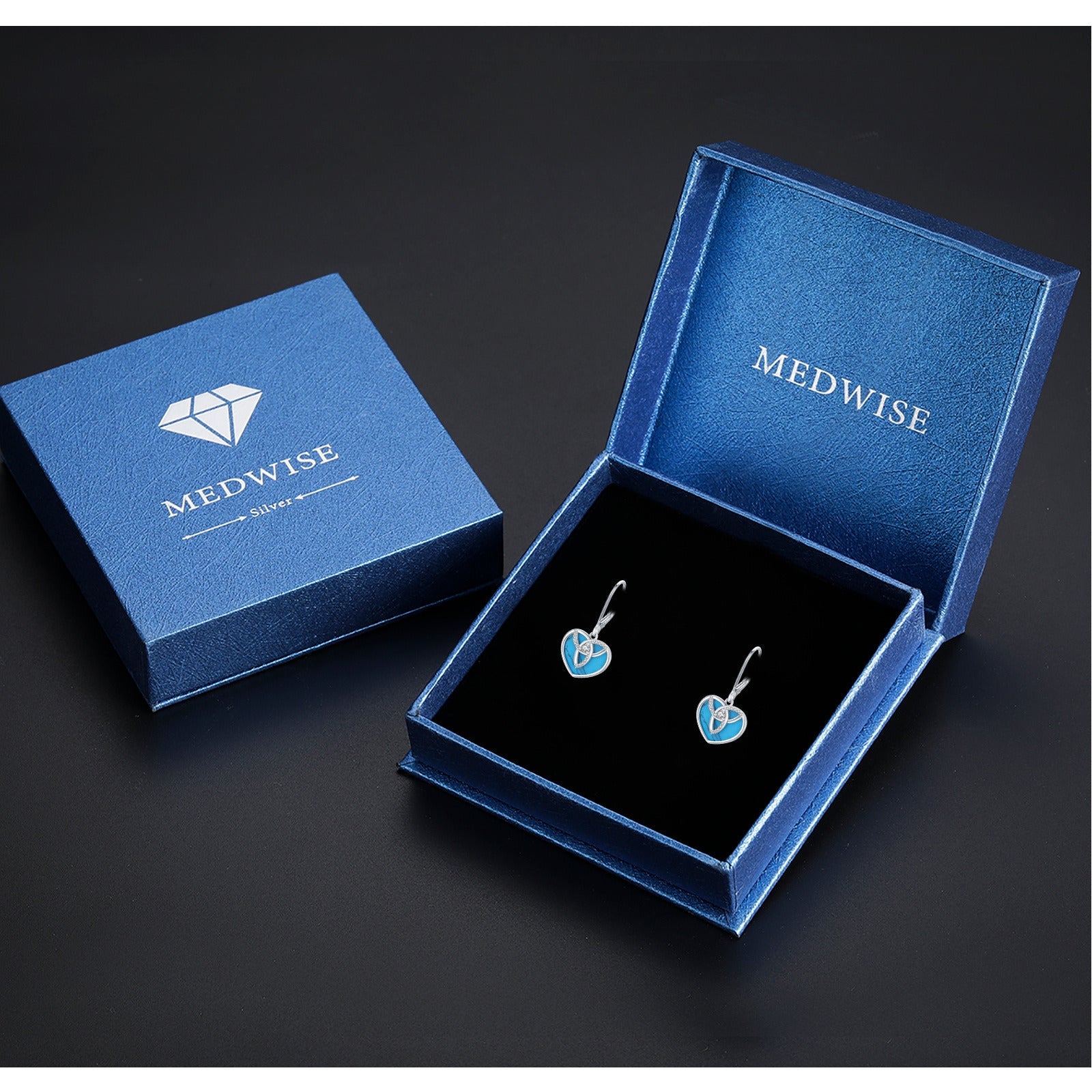Celtic Drop Earrings 925 Sterling Silver Turquoise Leverback Earrings Celtic Kno