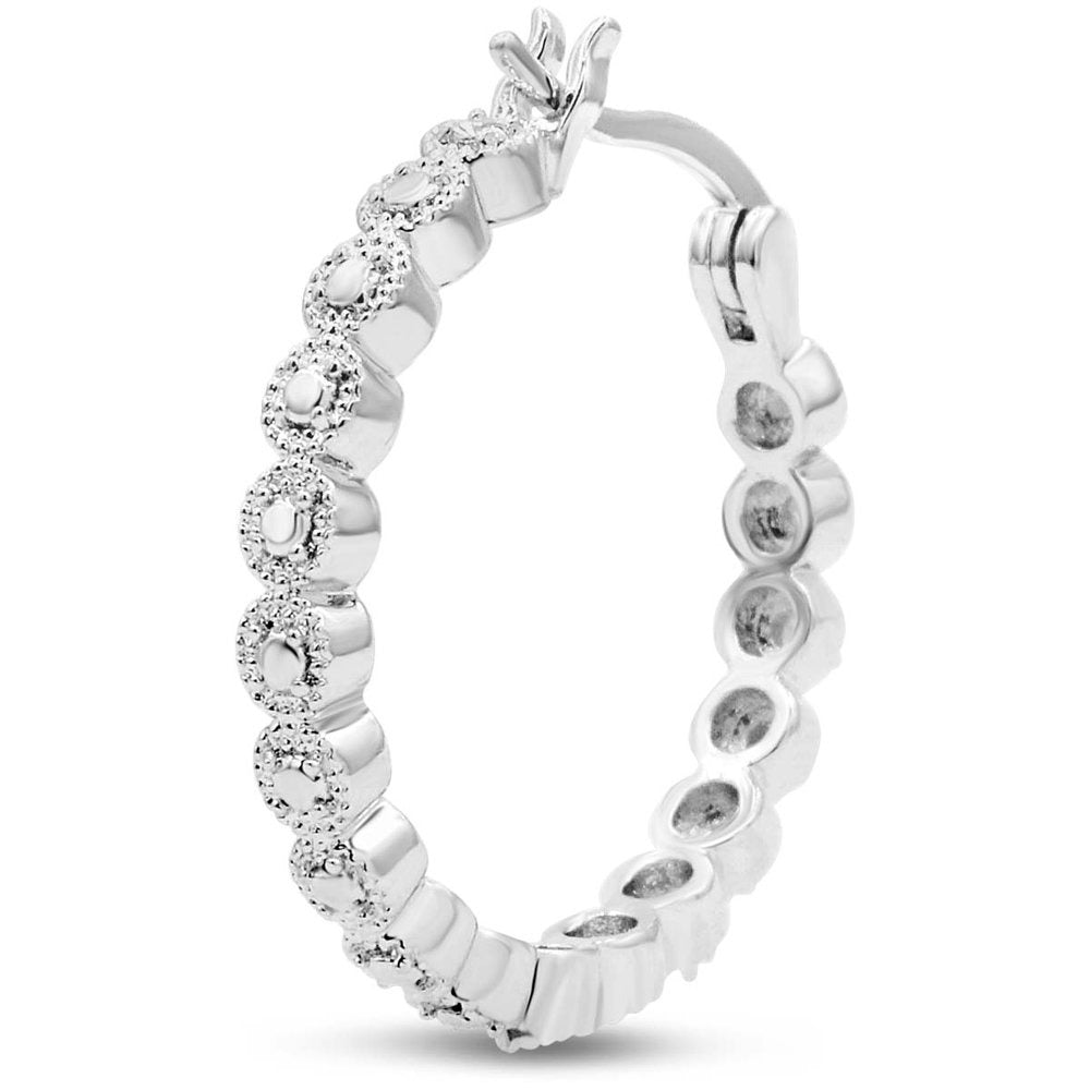1/4 Carat Diamond Hoop Earrings, 3/4 Inch for Women