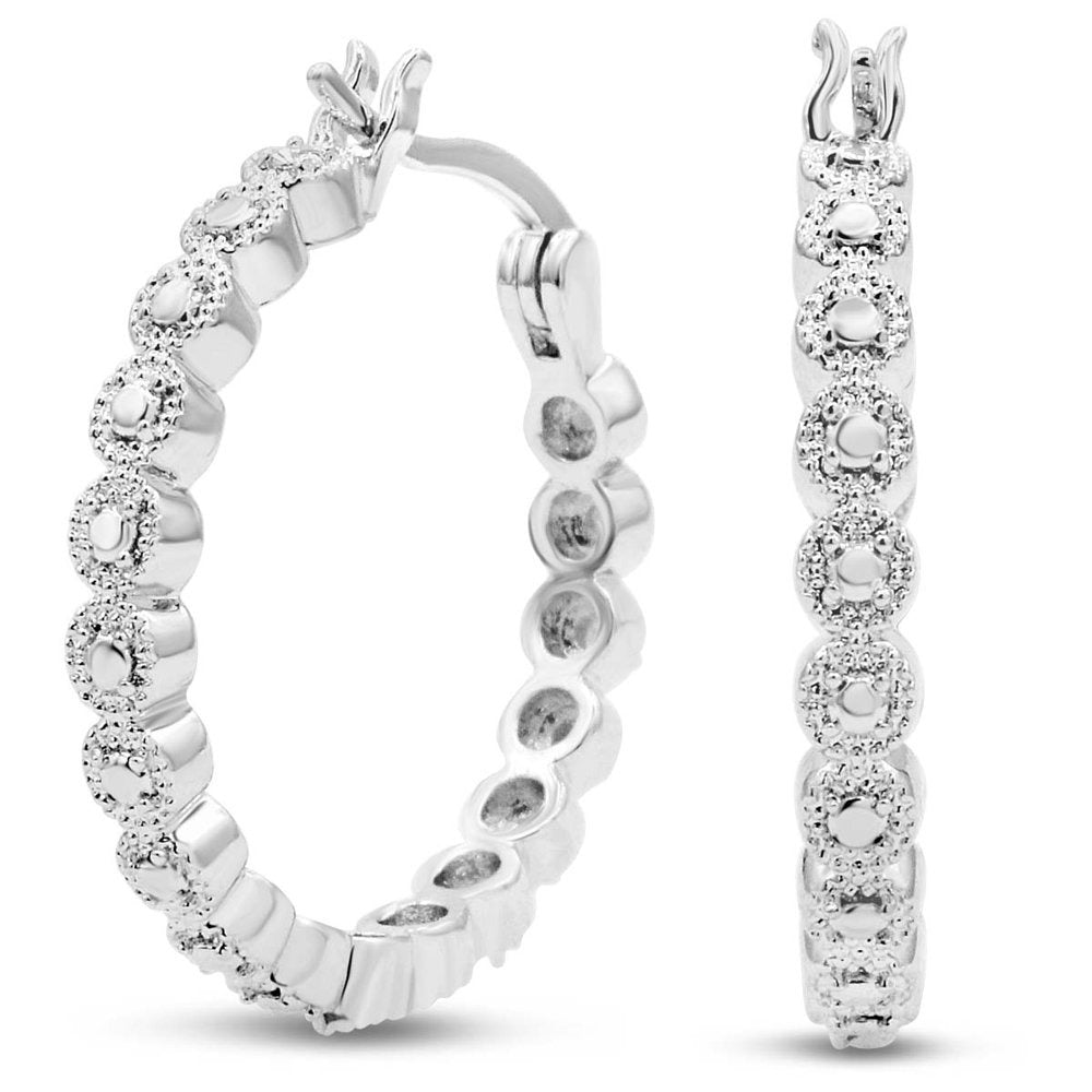 1/4 Carat Diamond Hoop Earrings, 3/4 Inch for Women