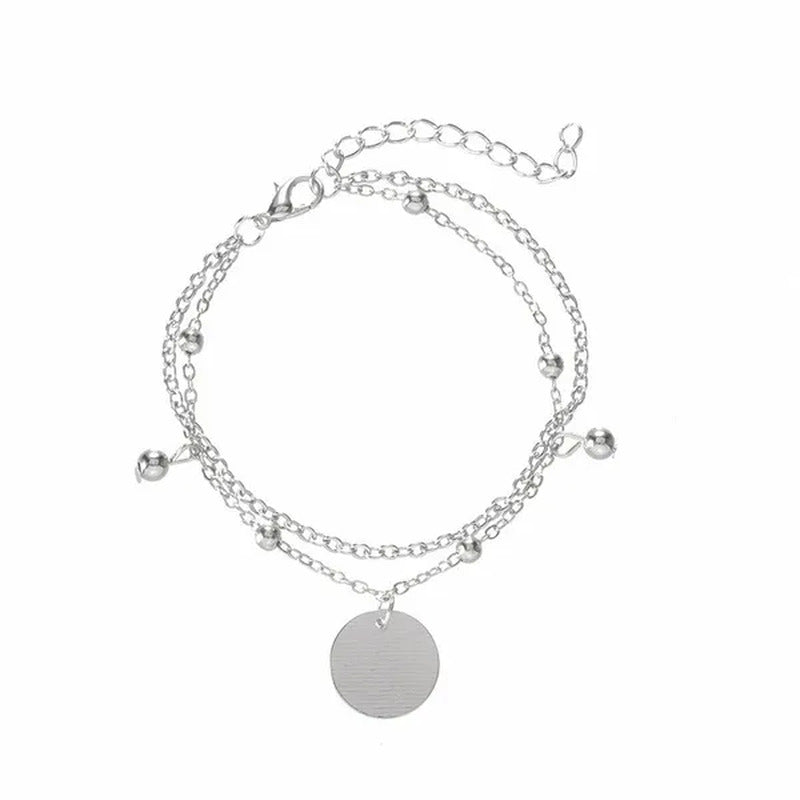 4Pcs/Set New Silver Metal Tassels Sequins Chains Bracelets Set Combination Fashi