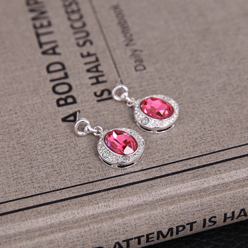 Diamond Peach Ruby Jewelry Set European and American
