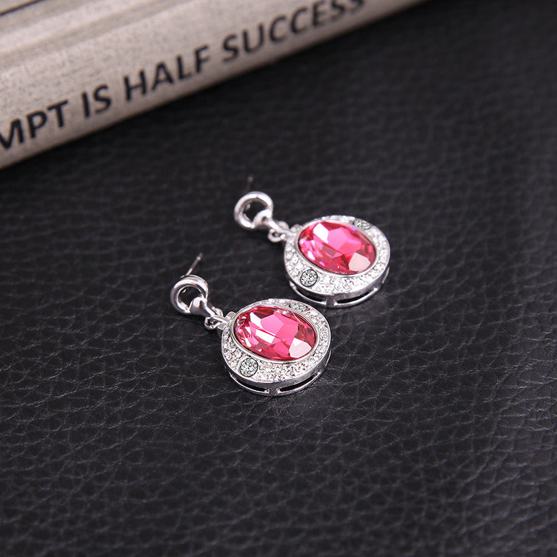 Diamond Peach Ruby Jewelry Set European and American