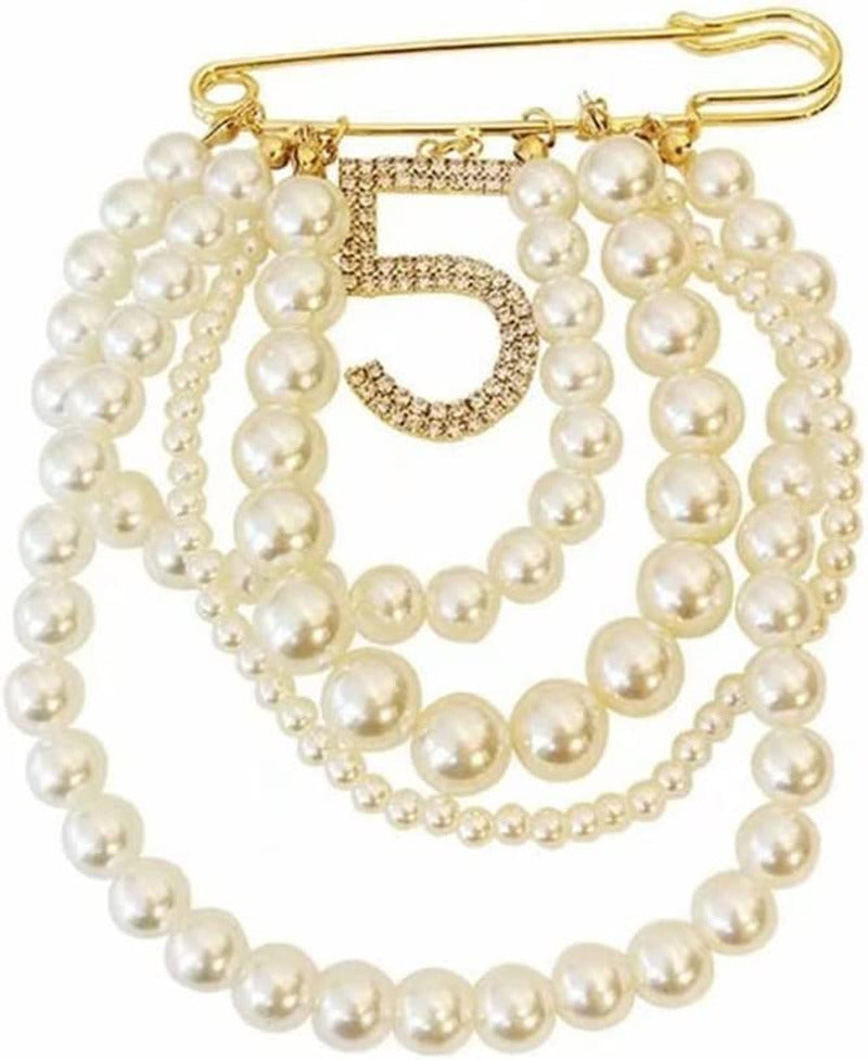 CXDTBH Heavy Industry Pearl Tassel Brooch Fashion Temperament Atmosphere Brooch
