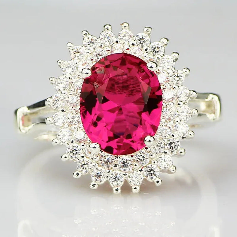 925 Silver Ruby Birthstone Gemstones Engagement Wedding Anniversary Ring