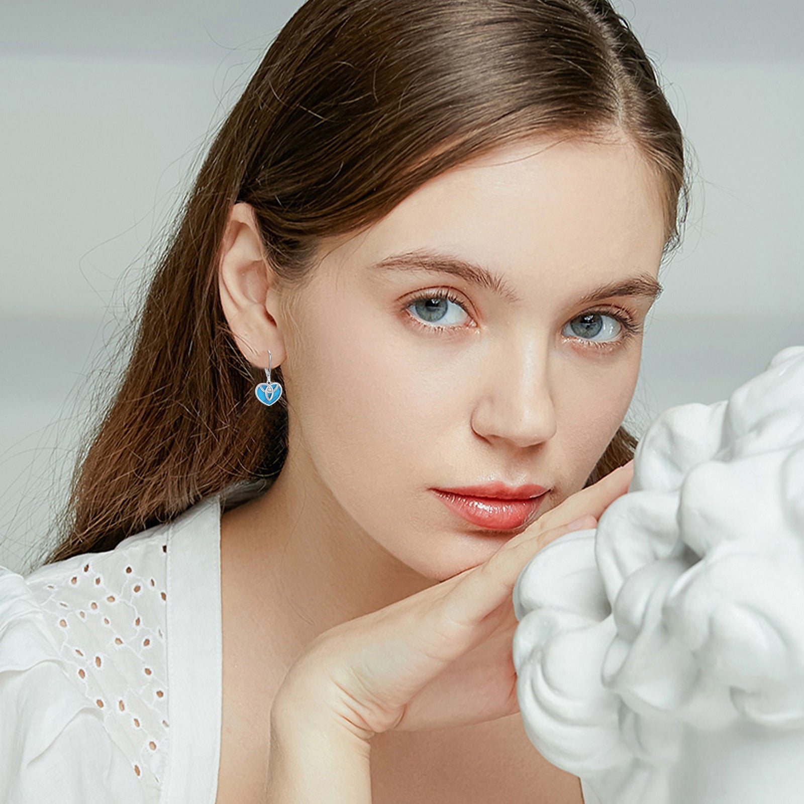 Celtic Drop Earrings 925 Sterling Silver Turquoise Leverback Earrings Celtic Kno
