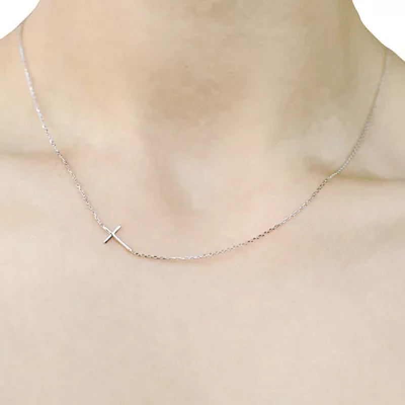 14K Gold 18" Sideways Cross Necklace