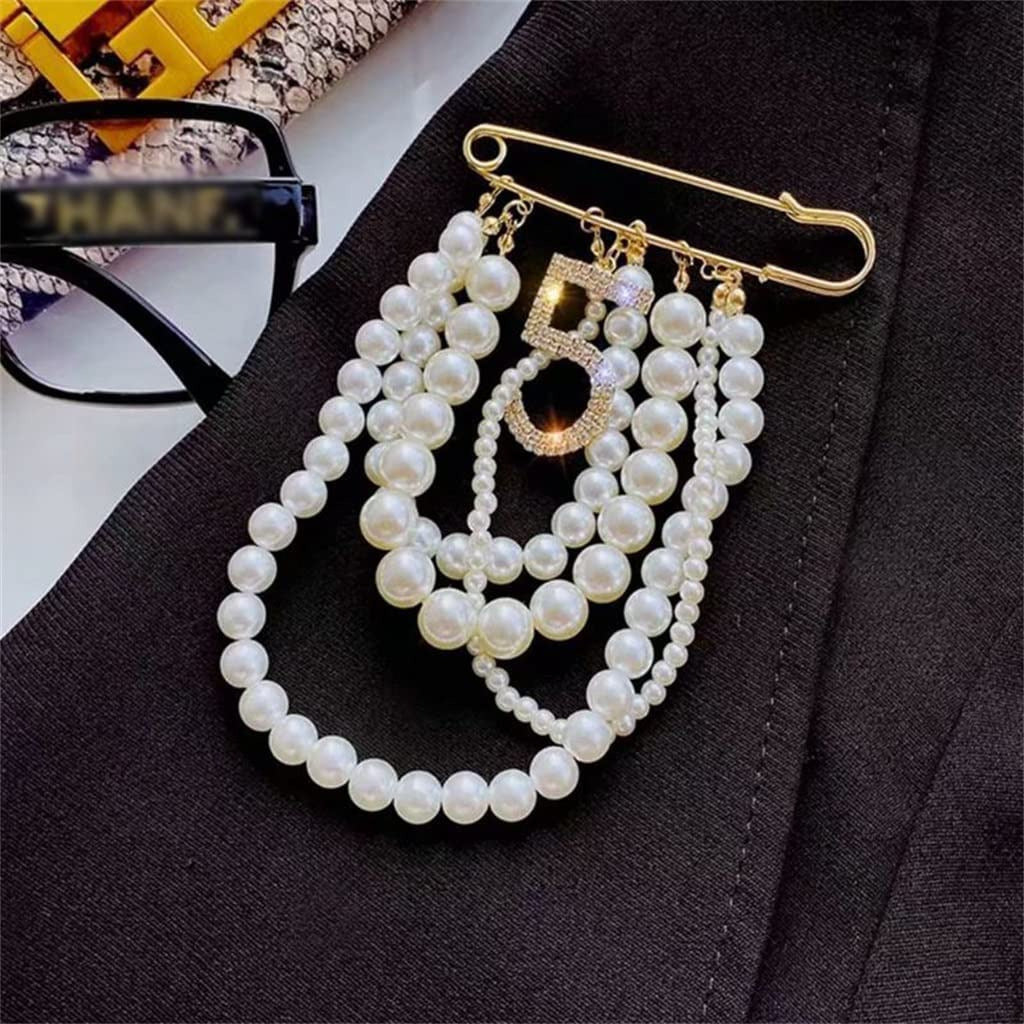 CXDTBH Heavy Industry Pearl Tassel Brooch Fashion Temperament Atmosphere Brooch