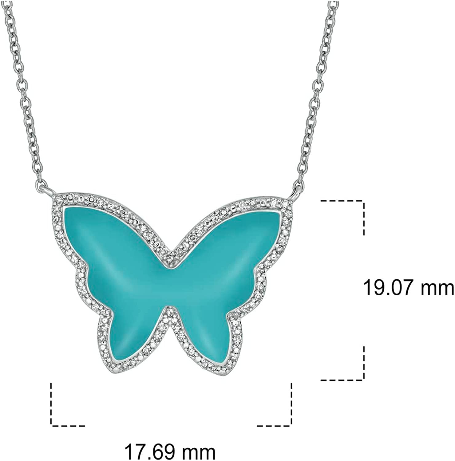 1/5Cttw Diamond and Enamel Butterfly Necklace for Women in 18K Rose Gold-Plated,