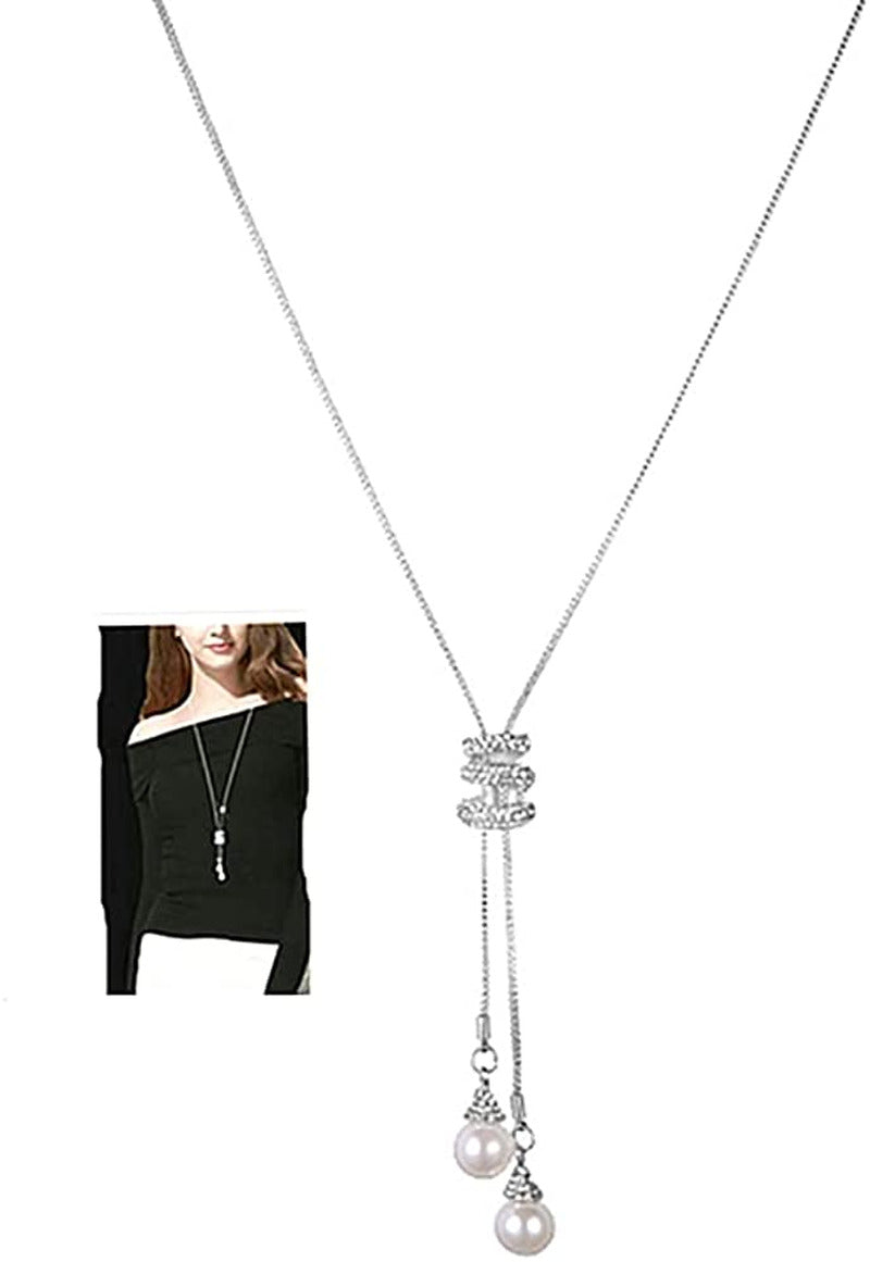 Spiral Pearl Pendant Long Necklace for Women Sweater Chain Statement Necklace Ch