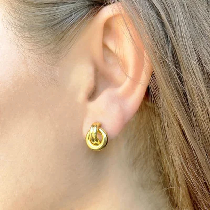 14K Italian Yellow Gold Door Knocker Earrings