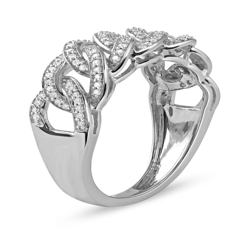 Imperial 1/4Ct TDW Diamond 10K White Gold Cuban Link Men'S Ring (H-I, I2)